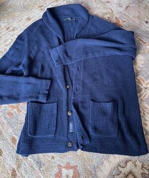 Polo Ralph Lauren Navy Blue Ribbed Shawl Collar Cardigan Size 2XL
